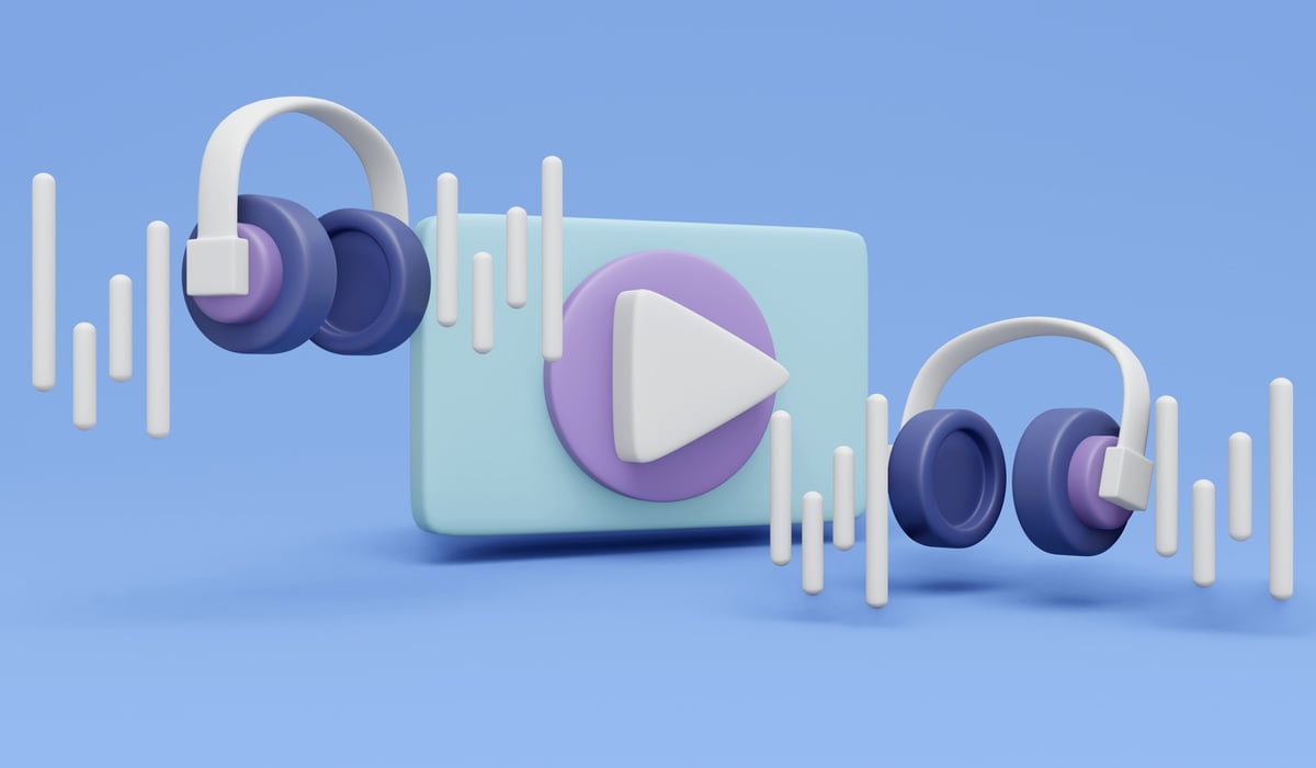 Headphone music streaming service app 3d background